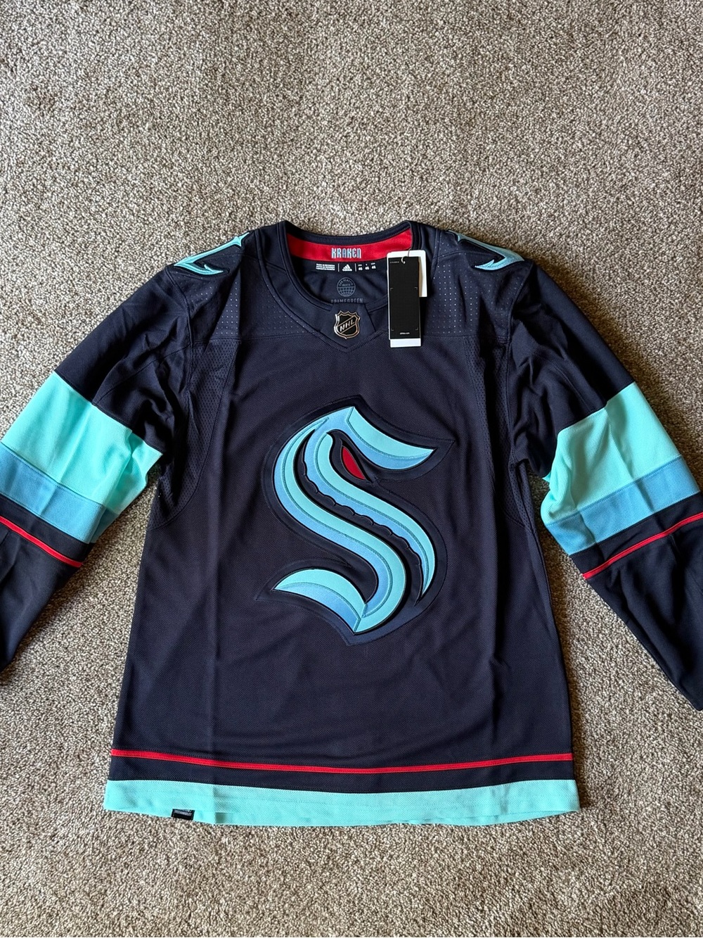 NWT Authentic Adidas Seattle Kraken Home Hockey Jersey Sz 46